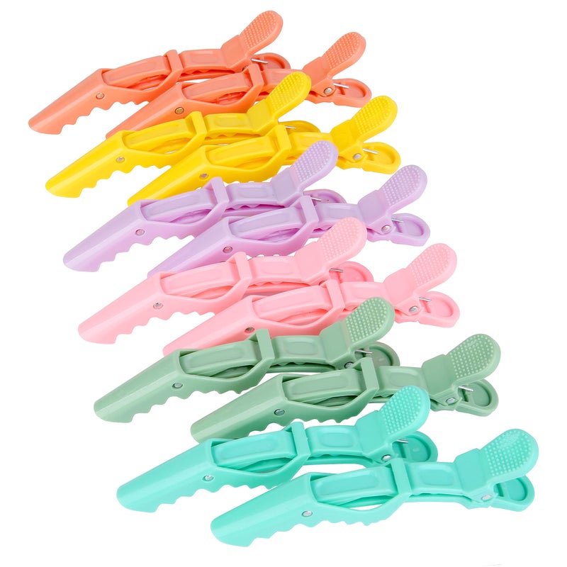 HH&LL Hair clips for Styling 12 pcs â€“ Wide Teeth & Double-Hinged Design â€“ Alligator Styling Sectioning Clips of Professional Hair Salon Quality (Colorful) - Image 1